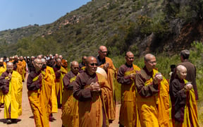 Monks on a walk