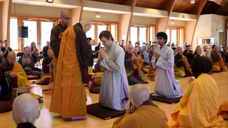 Image depicting two aspirants ordaining as novice monks
