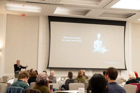 Dr. Steven Leach giving a talk at The Buddha the Scientist Symposium