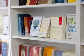 books on a shelf in the Deer Park bookshop