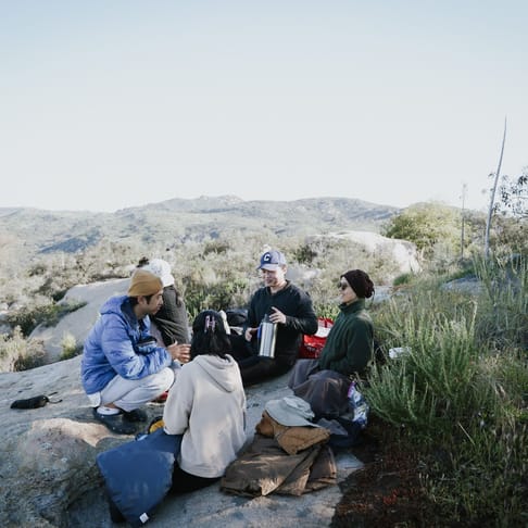 Resting during a hike