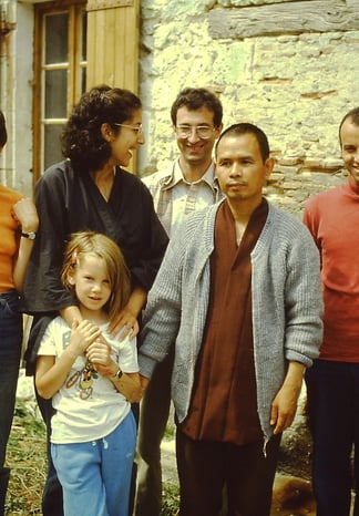 THE CREATION OF PLUM VILLAGE TNH in Plum Village Upper Hamlet with Children PHOTO Copyright Jim Forest