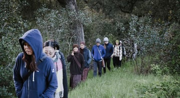 Walk with peace sign