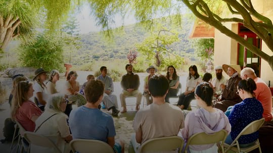 people dharma sharing in a circle