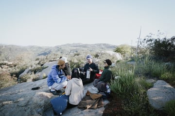 Resting during a hike